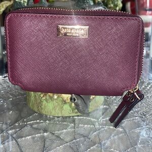 KATE SPADE Plum with Gold Accents Double zip wallet! Like new